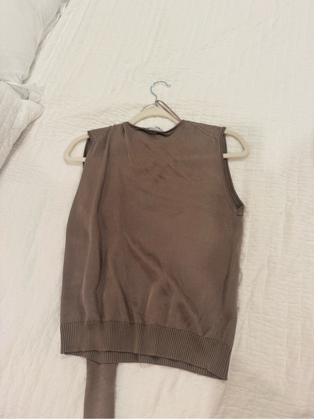 Zara One-Shoulder Brown Knit Top with Draped Ring Detail - Picture 2 of 2